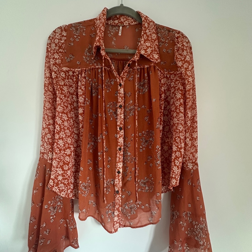 Free People Orange Blouse